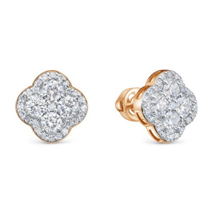 Пусеты из красного золота с выращенными бриллиантами