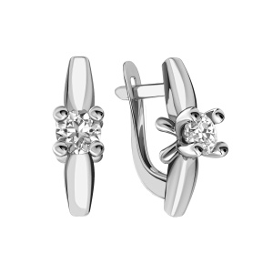 Серьга из белого золота с фианитом
